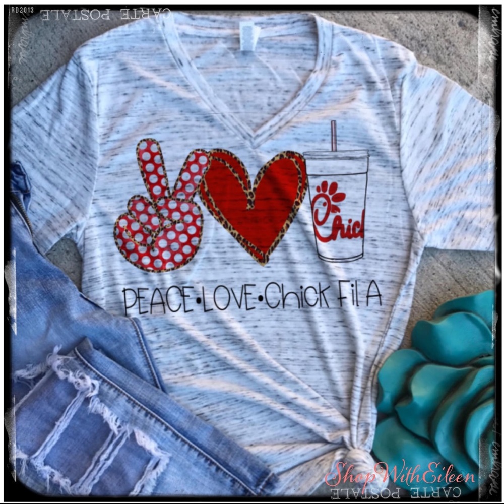 PEACE LOVE CHICK FIL A Custom Graphic T-shirt  LAST ONE!